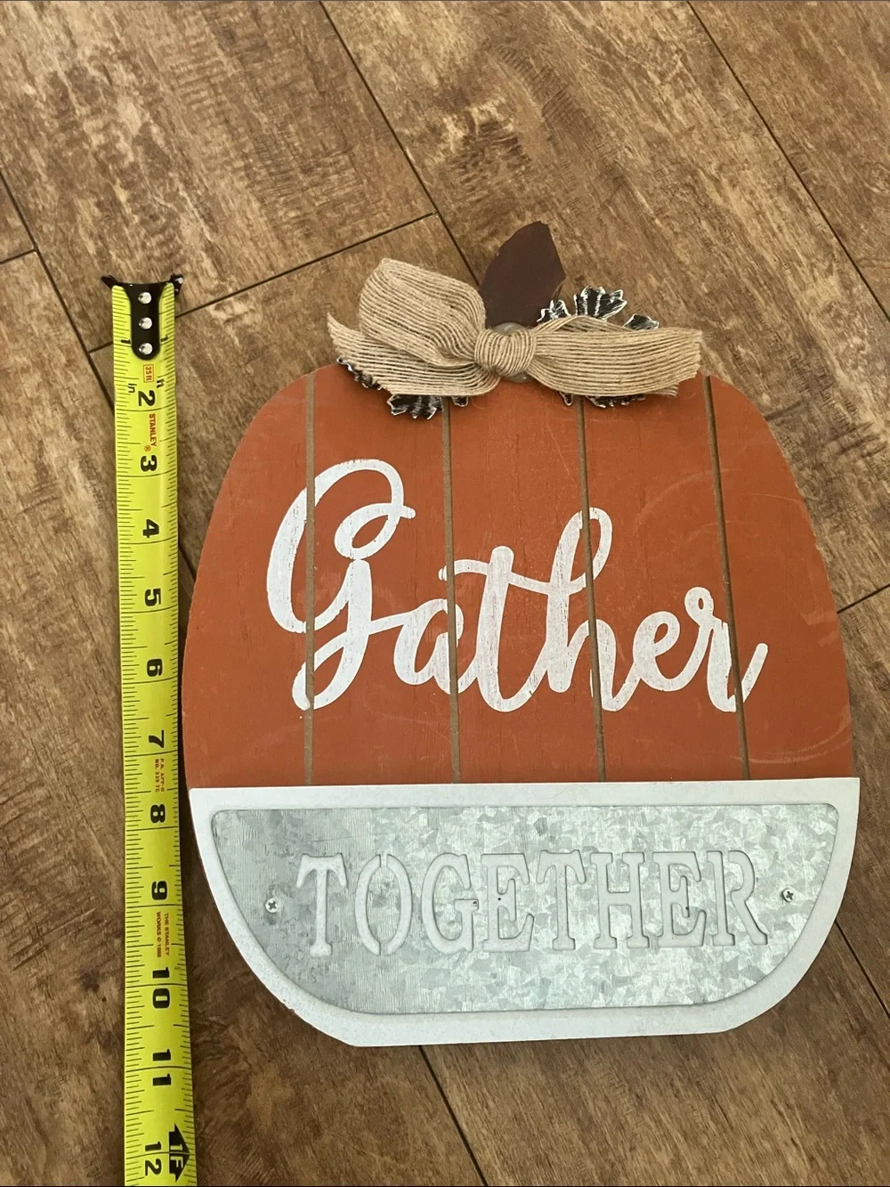 Gather Pumpkin Wall Decor in Orange with Metal Accent